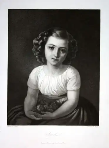 1857 Amalie Portrait Mädchen girl Mezzotinto Aquatinta mezzotint Christian Mayer