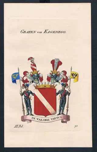 1830 - Grafen von Kagenegg Wappen Kupferstich Genealogie Heraldik coat of arms