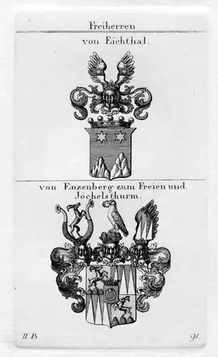 1820 - Eichthal Enzenberg Wappen Adel coat of arms heraldry Heraldik Kupferstich