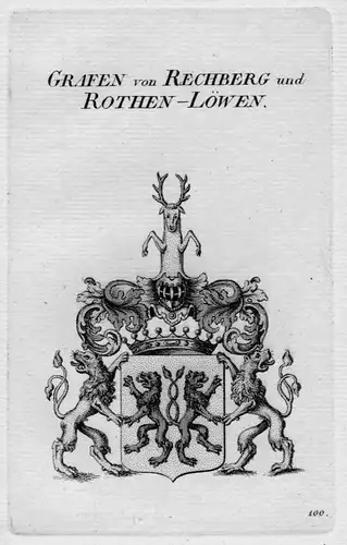 1820 - Rechberg Rothen Löwen Wappen Adel coat of arms Heraldik crest Kupferstich