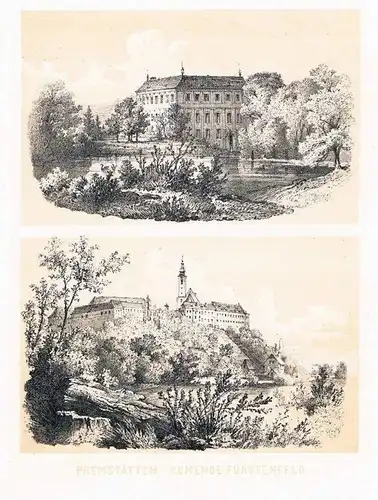 1863 Schloss Premstätten Unterpremstätten Graz Fürstenfeld Lithographie Reichert