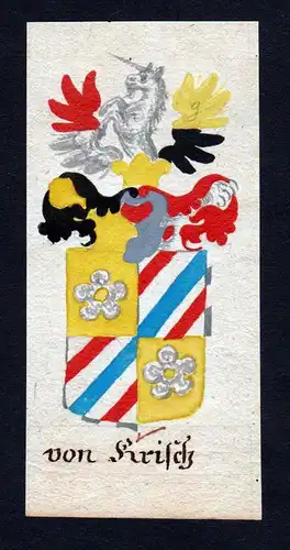 18. Jh von Krisch Böhmen Manuskript Wappen Adel coat of arms heraldry Heraldik