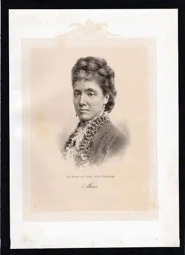 1875 - Maria Christina von Österreich Erzherzogin Habsburg Lithographie Portrait