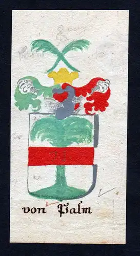 18. Jh von Palm Böhmen Manuskript Wappen Adel coat of arms heraldry Heraldik