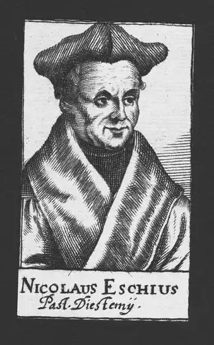 1680 - Nicolaus van Esch Theologe Pastor Diest Holland Kupferstich Portrait