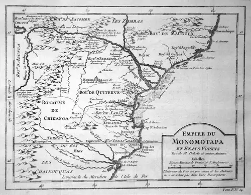 1750 Mosambik Mocambique Africa Afrika map Karte Kupferstich engraving Be 154908