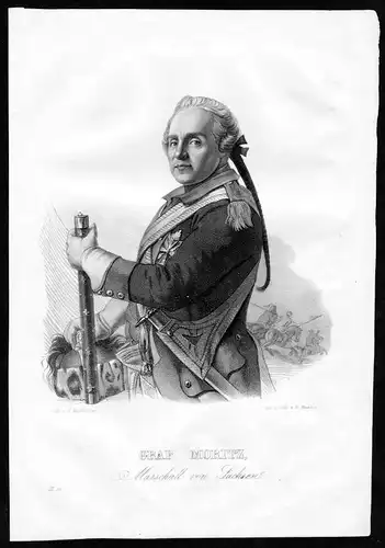1840 - Hermann Moritz Graf von Sachsen Marschall Feldherr Lithographie Portrait