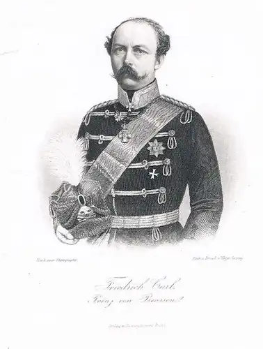 1870 - Friedrich Karl von Preußen Prinz Portrait Stahlstich engraving