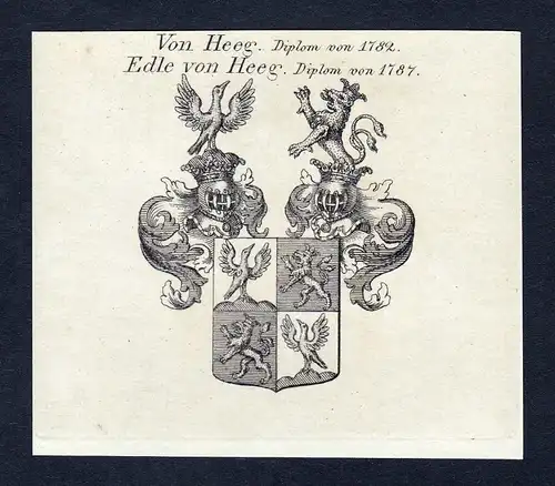 1820 Heeg Niederlande Wappen Adel coat of arms Heraldik Kupferstich engraving