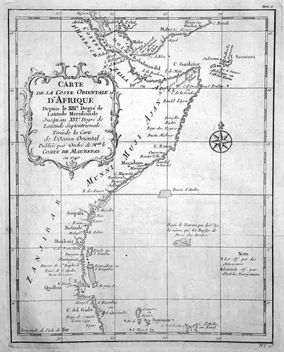 1740 Somalia Mombassa Kenia Afrika Africa map Karte Kupferstich engraving 155069