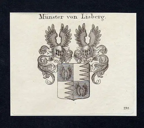 1820 Münster Lisberg Bamberg Wappen Adel coat of arms Kupferstich engraving