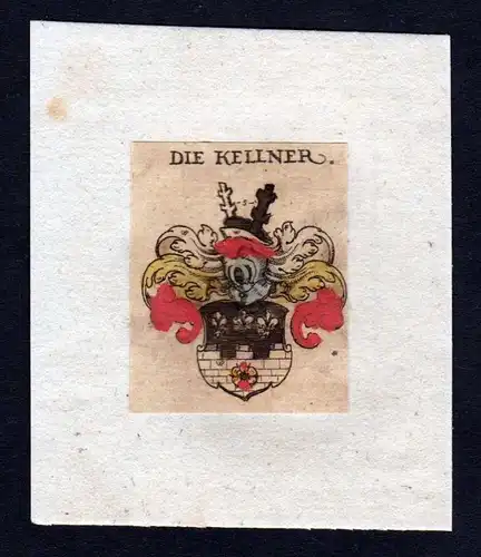 17. Jh. von Kellner Wappen Adel coat of arms heraldry Heraldik Kupferstich