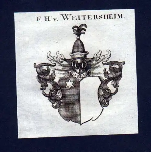 1780 - Freiherr v. Weitersheim Kupferstich Wappen
