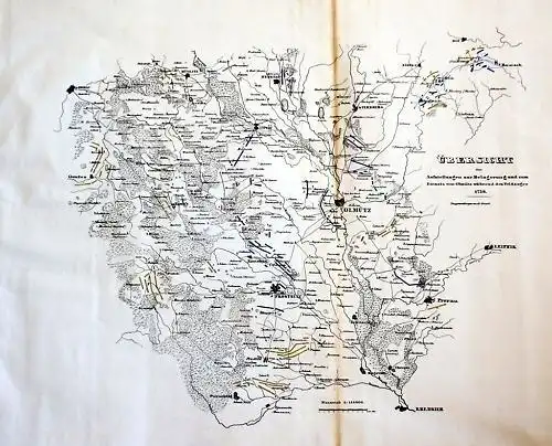 1825 - Olmütz Olomouc Böhmen Militär-Karte map carte Bohemia