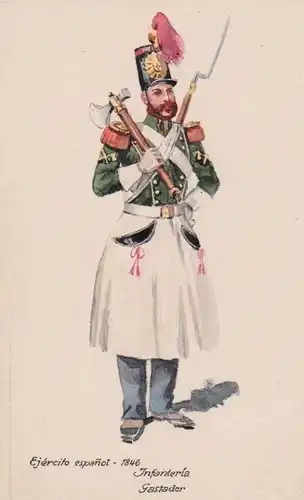 1930 - Infanterie Gastador Spanien Militaria Uniform Uniformen Original Aquarell