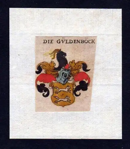 17. Jh. Güldenböck Gueldenboeck Wappen Adel coat of arms heraldry Kupferstich