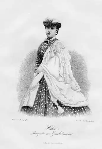 1870 - Helena von Großbritannien und Irland Prinzessin Stahlstich Portrait