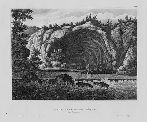 1840 - Veteranische Höhle hole Syrmien Serbien Serbia engraving Stahlstich