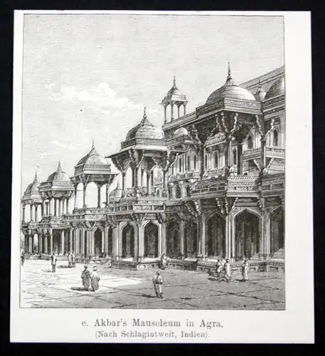 1880 Akbar's Mausoleum in Agra Indien India Asia Asien Grabmal antique print