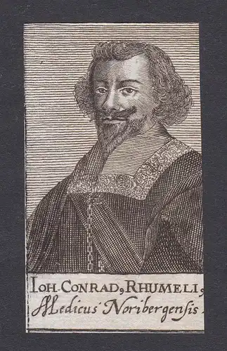 17. Jh. - Johann Conrad Rhumel / physician Arzt Nürnberg Portrait Kupferstich