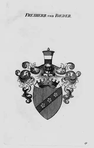 1820 - Roeder Wappen Adel coat of arms heraldry Heraldik crest Kupferstich
