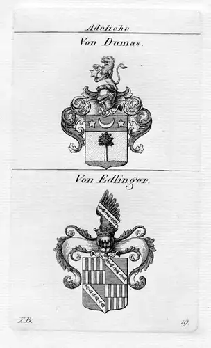1820 - Dumas Edlinger Wappen Adel coat of arms heraldry Heraldik Kupferstich