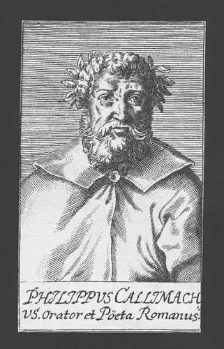 1680 - Filippo Buonaccorsi Humanist Dichter poet Roma Italy Kupferstich Portrait