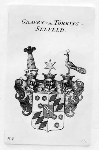 1820 - Törring Seefeld Wappen Adel coat of arms heraldry Heraldik Kupferstich