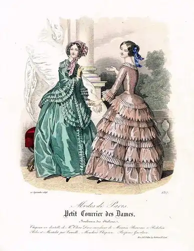 1848 Biedermeier Mode Kupferstich victorian fashion antique print etching  89755