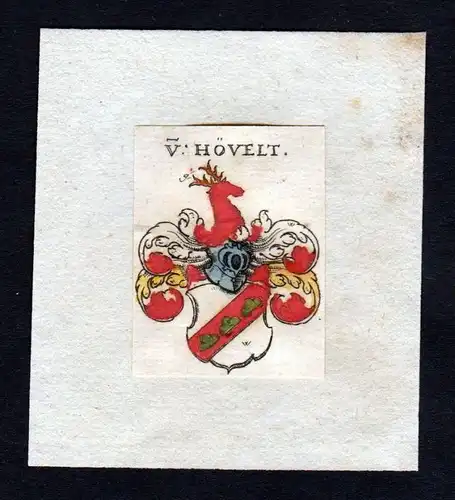 17. Jh. Hövelt Hoevelt Wappen Adel coat of arms heraldry Heraldik Kupferstich