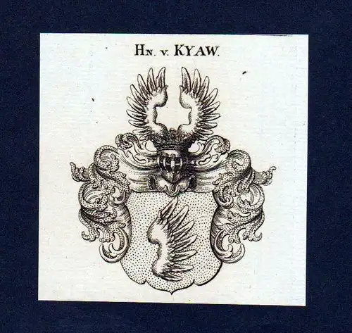 1780 - Herren von Kyaw Original Kupferstich Wappen