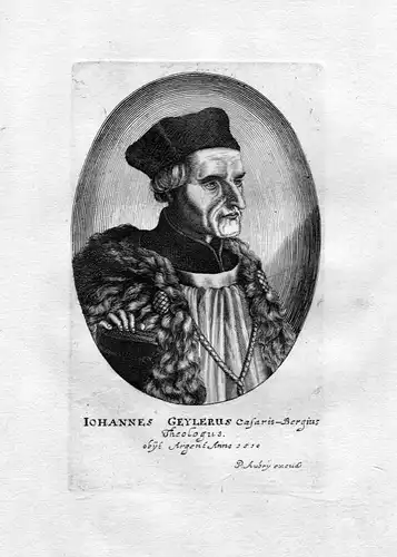 Ca. 1650 Johannes Geylerus Theologe Portrait Kupferstich antique print