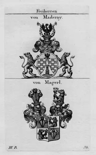 1820 - Maderny Magerl Wappen Adel coat of arms heraldry Heraldik Kupferstich