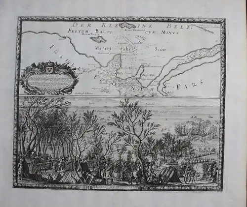 1696 - Little Belt Lillebaelt Dänemark Denmark Kupferstich engraving Pufendorf