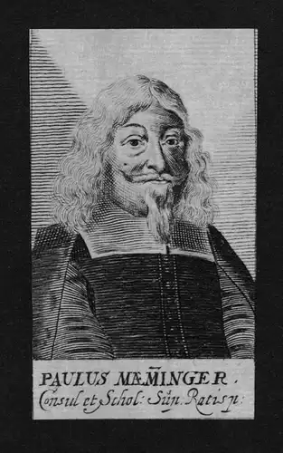 1680 - Paulus Maeminger Jurist lawyer Professor Regensburg Kupferstich Portrait