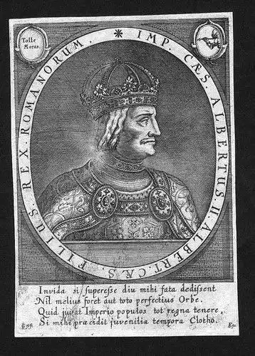 1650 - Albrecht II. Kaiser König Portrait Kupferstich engraving