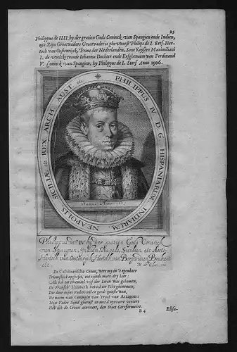 1625 - Philipp IV Spanien Felipe Espana Spain Portrait Kupferstich engraving