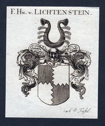 1820 Lichtenstein Franken Wappen Adel coat of arms Kupferstich engraving