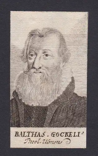 17. Jh. Balthasar Gockel / theologian Theologe Ulm Portrait Kupferstich