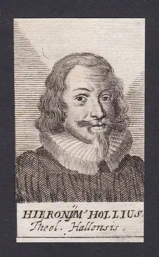 17. Jh. Hieronymus Holl / theologian Theologe Halle Portrait Kupferstich