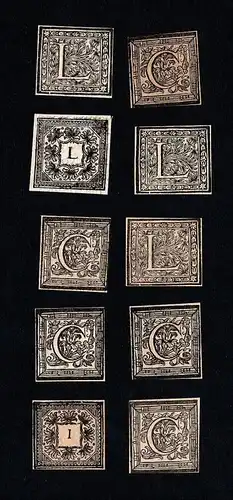 Ornament 10 Kupferstich Buchstaben copper engraving letters lettres ca. 1700