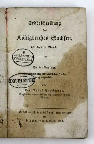 1808 Engelhardt Erdbeschreibung Königreiches Sachsen 7 Band 3 Auflage Kursachsen