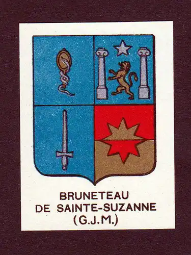 Ca. 1880 Bruneteau de Sainte-Suzanne Wappen Adel coat of arms heraldry an 146247