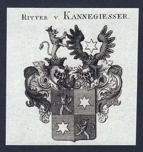 Ca. 1820 Kannegiesser Kannegießer Wappen Adel coat of arms Kupferstich antique
