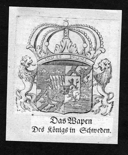 1750 - Schweden Wappen Adel coat of arms heraldry Heraldik Kupferstich
