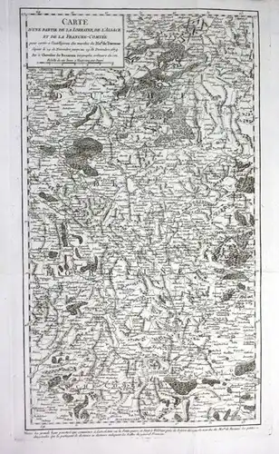 Ca. 1780 Lorraine Alsace Lothringen Elsass Turenne gravure Kupferstich Karte map