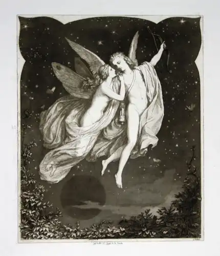 Amor and Psyche Lorenz Frolich 1862 Copenhagen Radierung etching Denmark