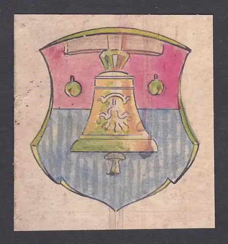 Glockenmacher Glocke bell maker Beruf Aquarell Wappen coat of arms watercolor