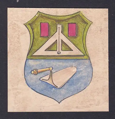Maurer mason Zimmermann carpenter Aquarell Wappen coat of arms watercolor