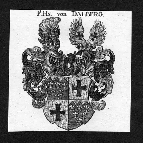 1820 - Dalberg Wappen Adel coat of arms heraldry Heraldik Kupferstich 125455